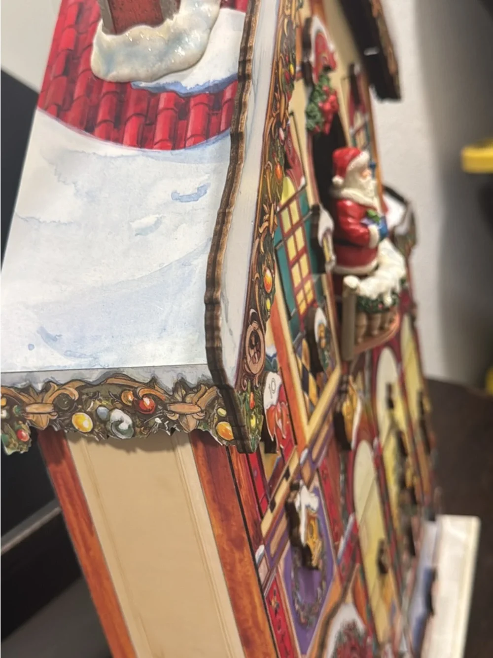 Wooden Advent Calendar House - Festive Red & White